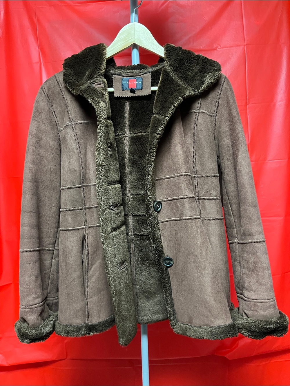 Gallery Brown Faux Shearling Jacket with Plush Interior